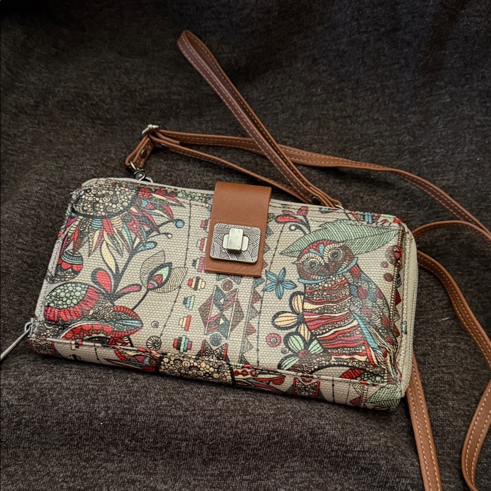 Sakroots Floral Owl Print Smartphone Crossbody Bag